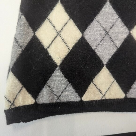 *FLAW Brooks Brothers 346 Argyle Sweater Black/Gray/Cream *M XS 100% Merino Wool - Picture 7 of 11
